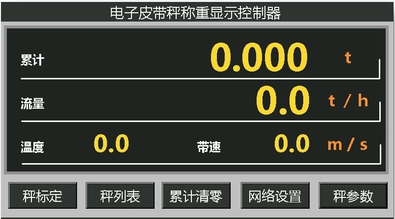 高精度皮带秤仪表主界面